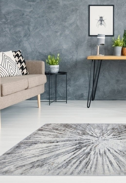 Abstract Burst Grey Rug from Surefit Carpets featuring a modern, artistic grey design suitable for contemporary interiors.