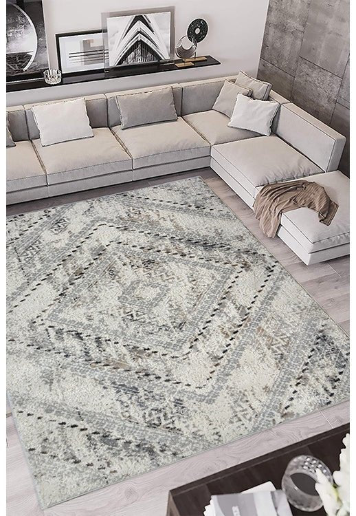Abstract square grey rug by Surefit Carpets featuring a modern geometric design, ideal for contemporary home decor.