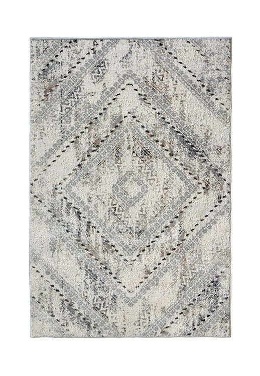 Abstract square grey rug from Surefit Carpets with modern geometric design, soft texture, and versatile style for living spaces.