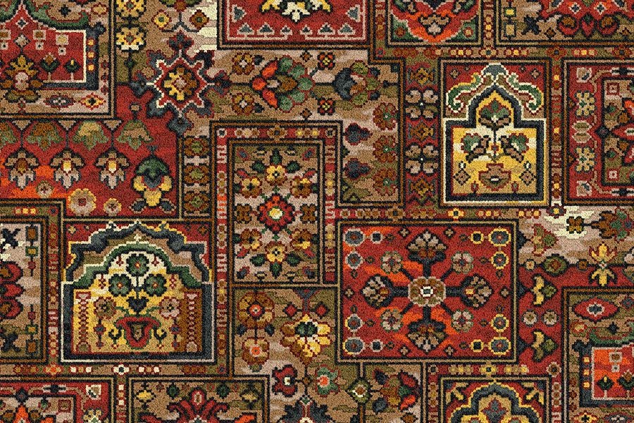 Ulster Glenavy Abstract Axminster Carpet showing a vibrant, geometric pattern in rich colors for a stylish home flooring option