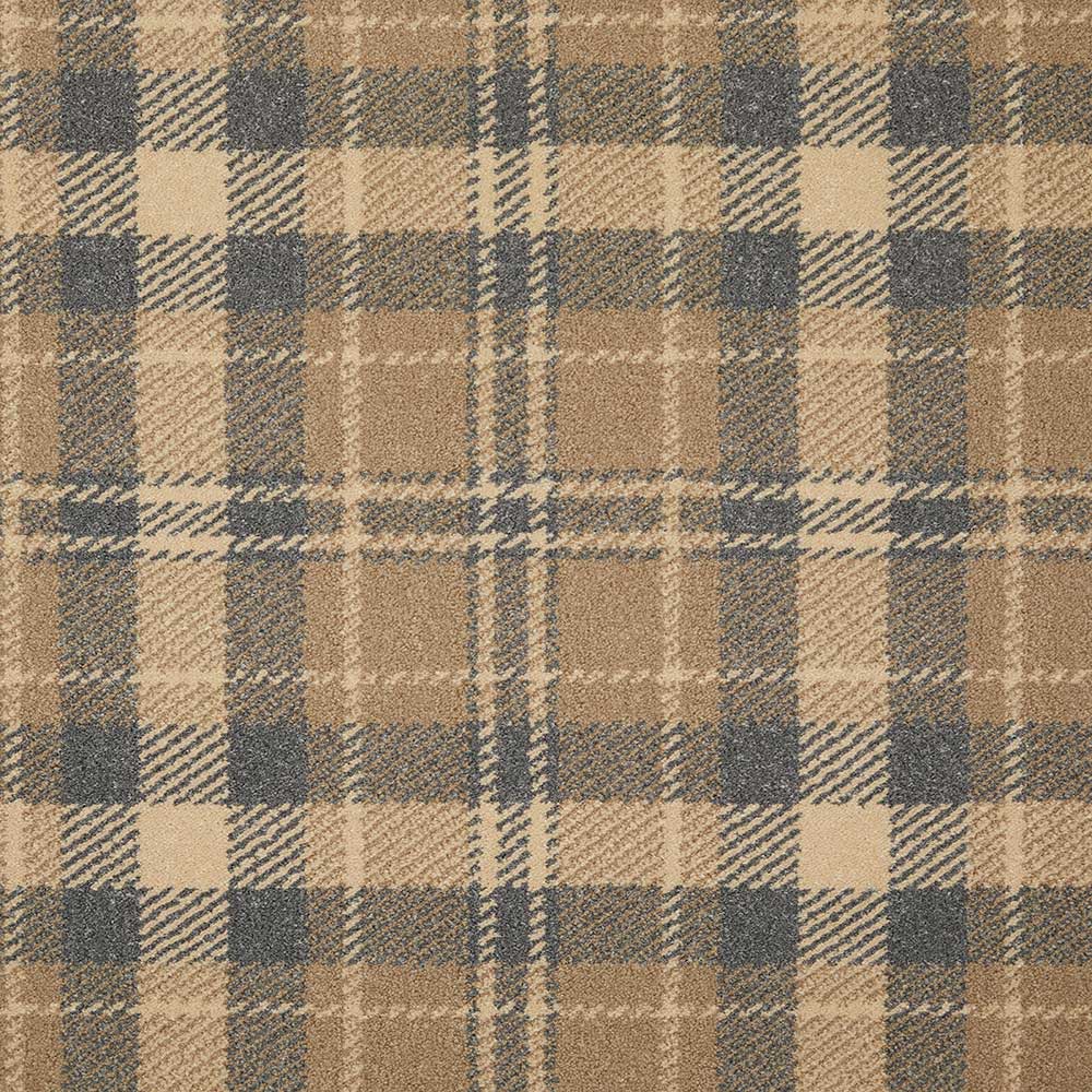 Wallace Wilton plaid carpet by Fells Carpets featuring a classic red, black, and white checkered pattern on a plush surface.
