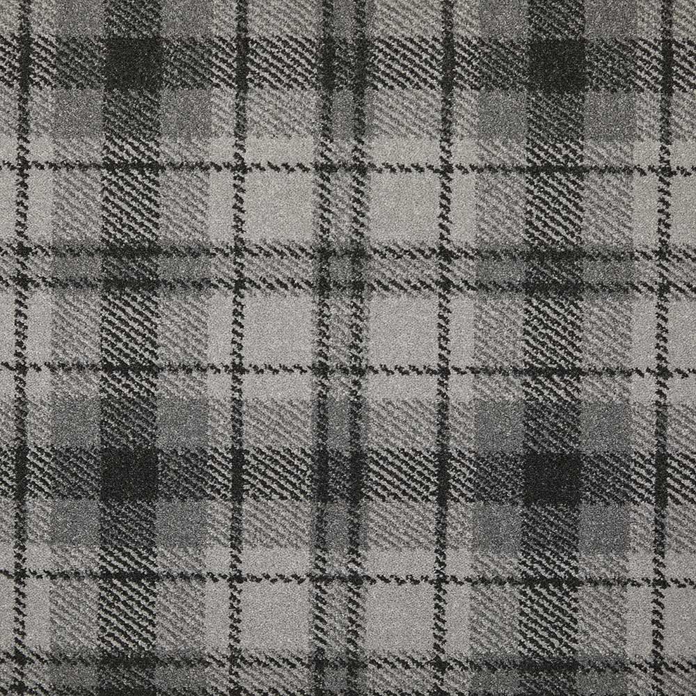 Wallace Wilton plaid carpet by Fells Carpets featuring a classic red, navy, and beige plaid pattern, suitable for living rooms or bedrooms.