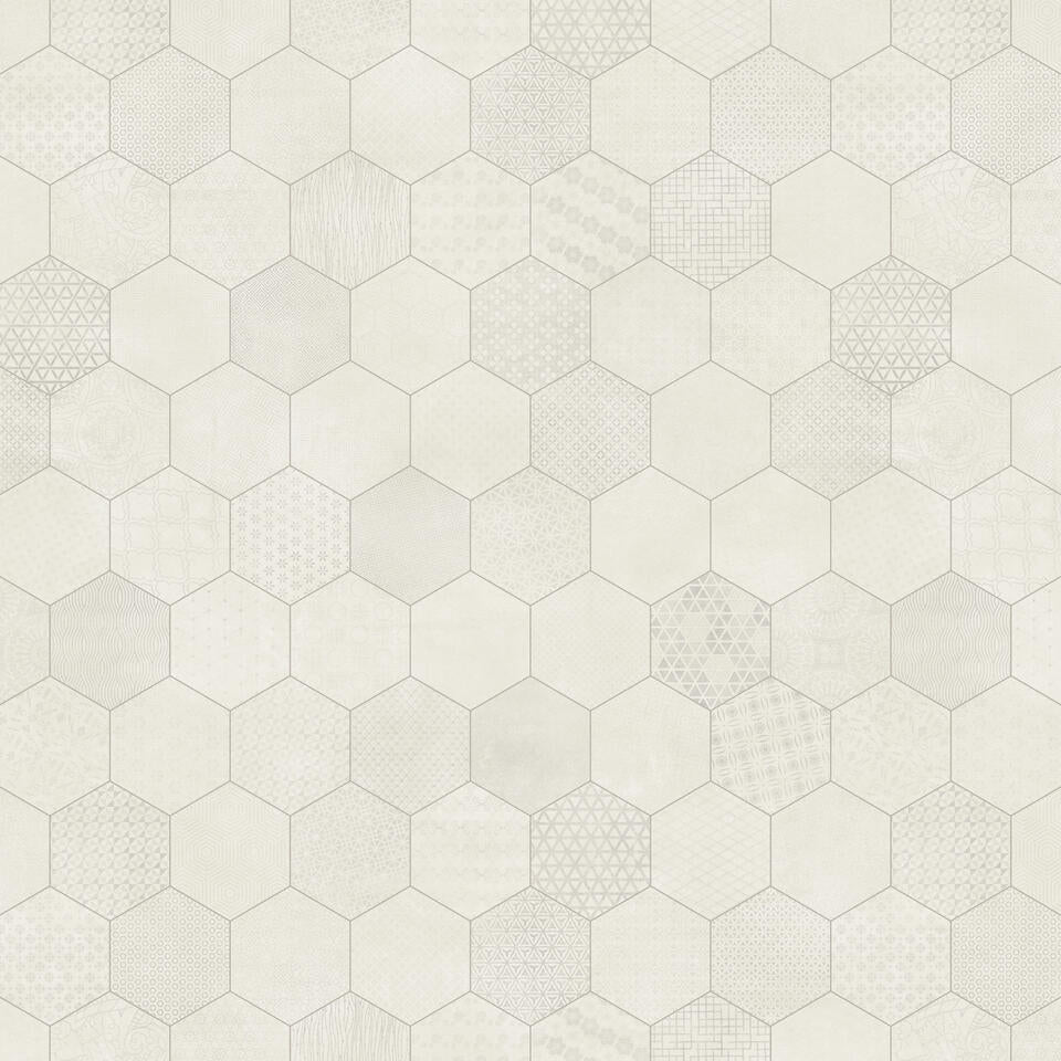 Rhinofloor Townhouse Henna Hex Tile vinyl flooring with a warm, intricate hexagon pattern in natural henna tones.