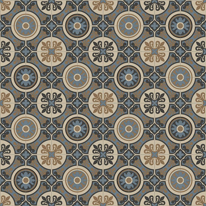 Lifestyle Floors Lisbon Baroque Abstract Vinyl flooring with intricate pattern and warm wood tones, showcasing a stylish interior design element.