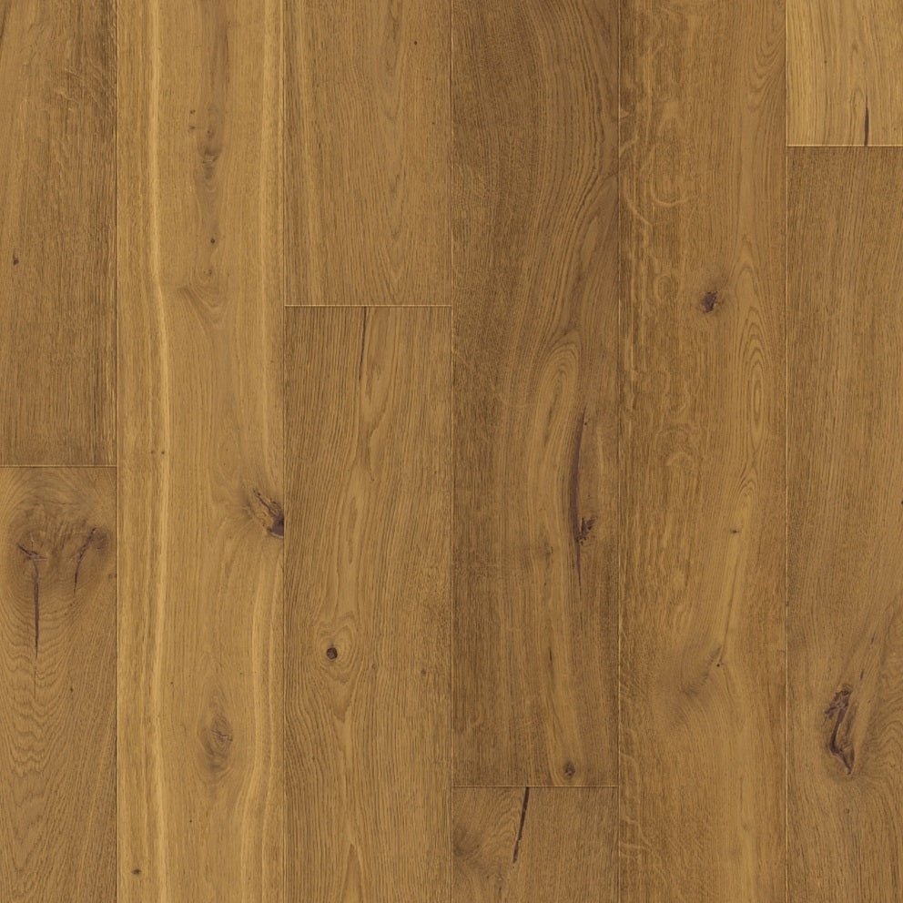 Quick-Step Palazzo hard wood flooring with natural wood planks, showcasing a smooth, polished surface and rich wood grain details.