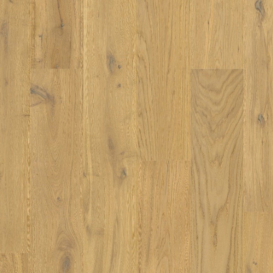 Quick-Step Cascada hardwood flooring planks with a natural wood finish, showcasing the textured surface and rich grain details.