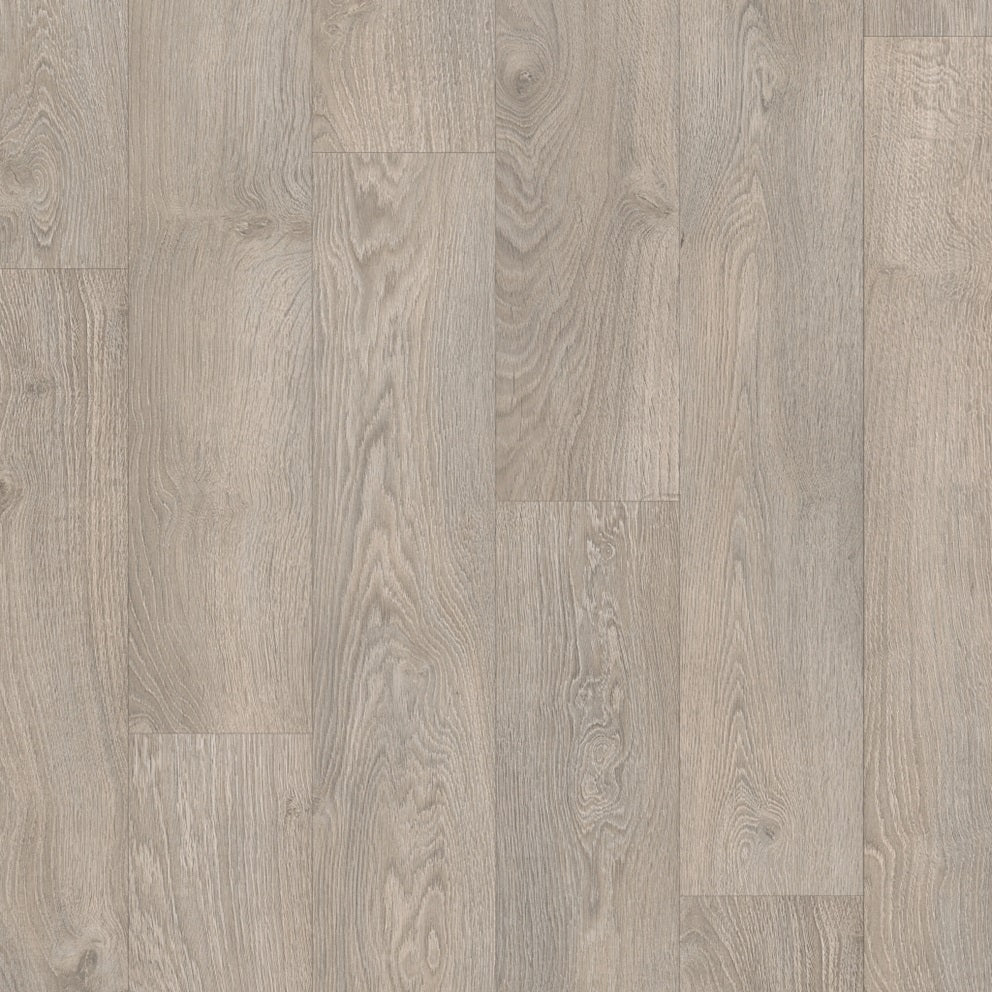 Quick-Step Classic laminate flooring planks with a light wood finish, showcasing durable and stylish flooring options.