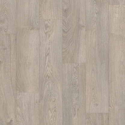 Quick-Step Classic laminate flooring planks with a light wood finish, showcasing durable and stylish flooring options.