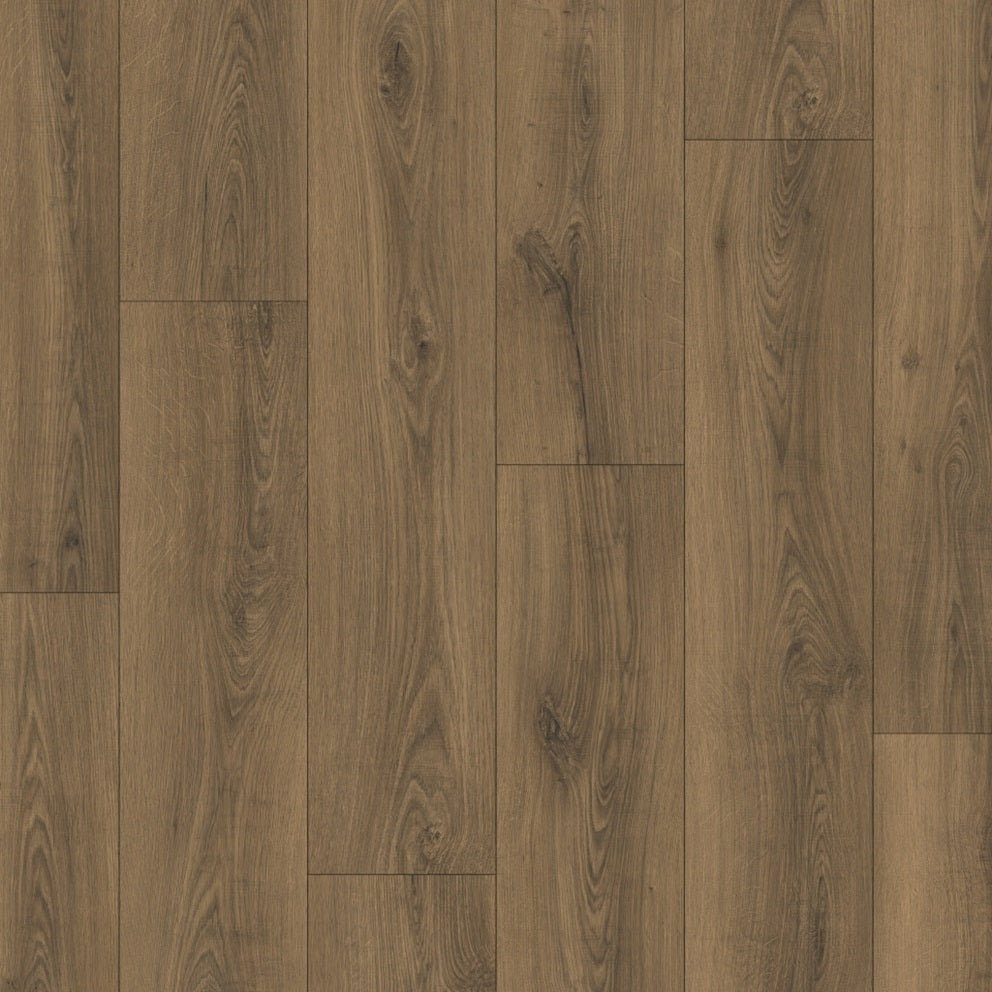 Quick-Step Classic laminate flooring planks with a wood grain finish, showcasing durable and stylish laminate flooring in natural tones.