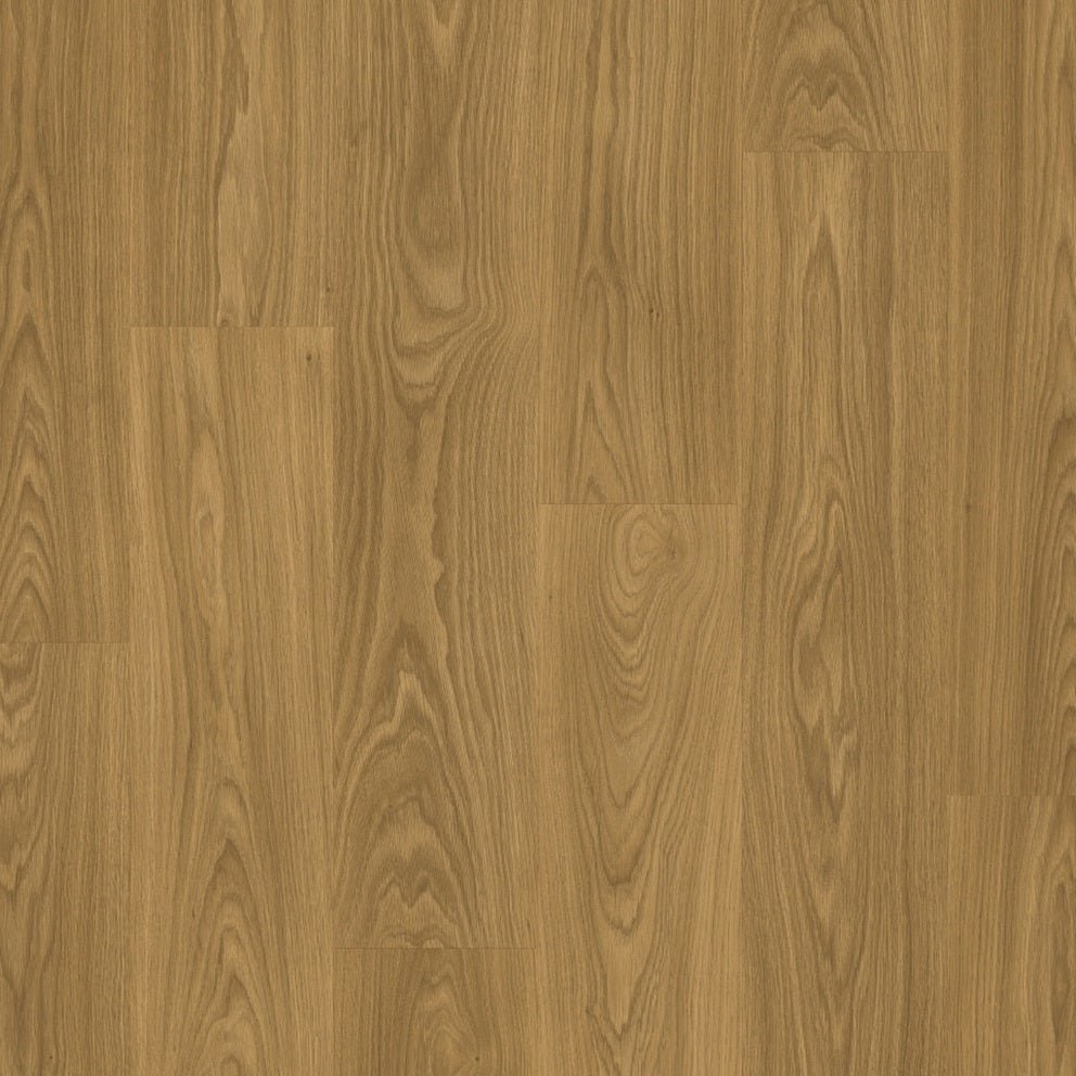 Quick-Step Classic Laminate Flooring planks with a natural wood grain finish, showcasing the durable laminate surface and realistic texture.