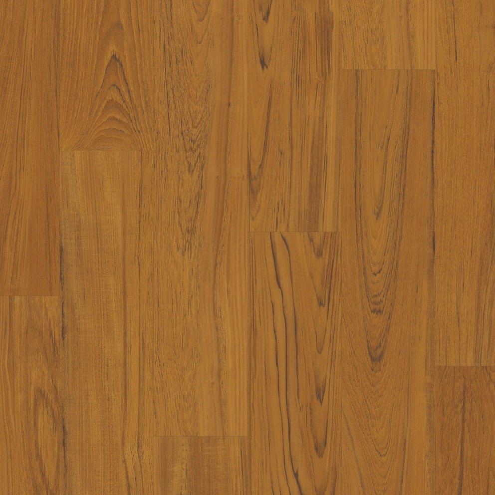 Quick-Step Classic laminate flooring planks with a natural wood finish, showcasing the textured surface and light brown color.