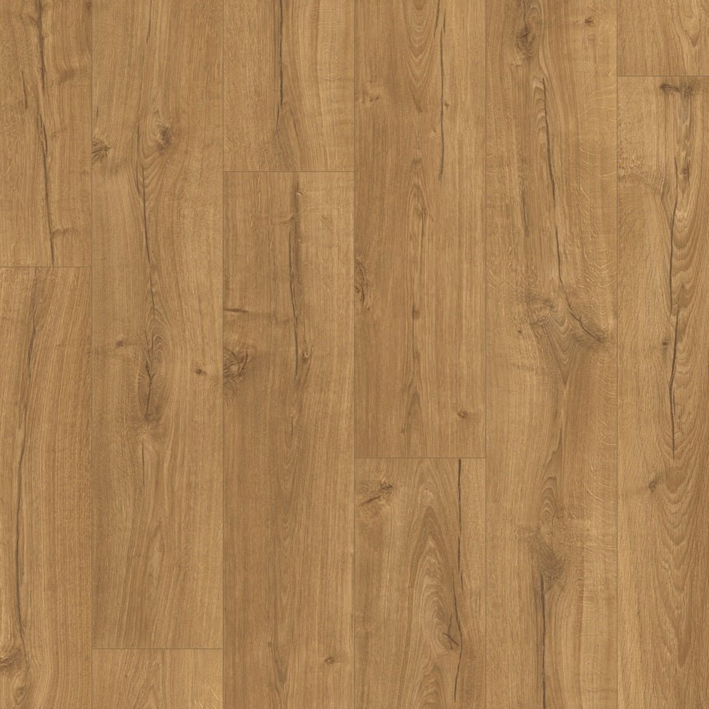 Quick-Step Impressive laminate flooring planks with a wood grain finish, showcasing the durable and stylish surface design.