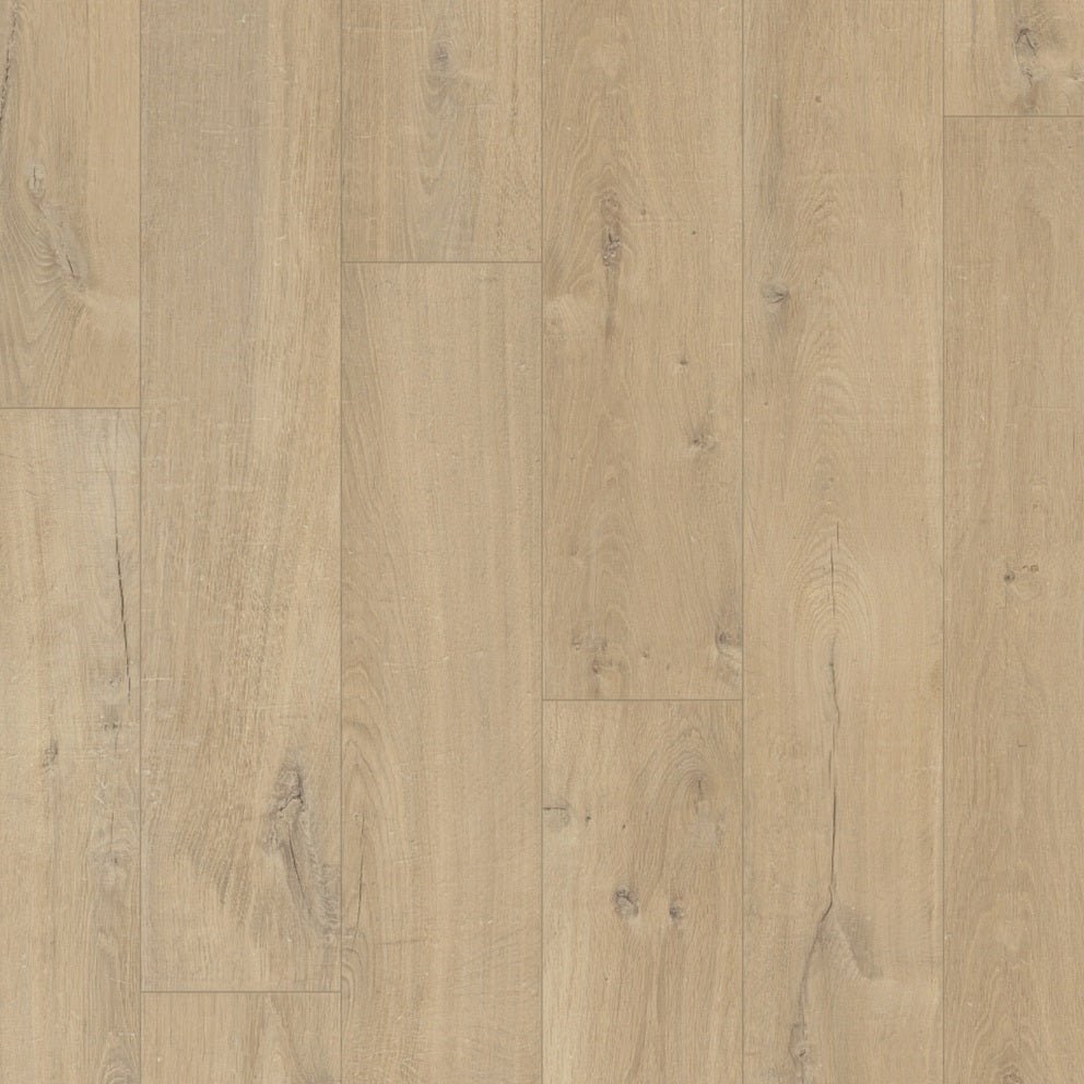 Quick-Step Impressive laminate flooring planks with a wood grain finish, showcasing a modern, durable flooring option.