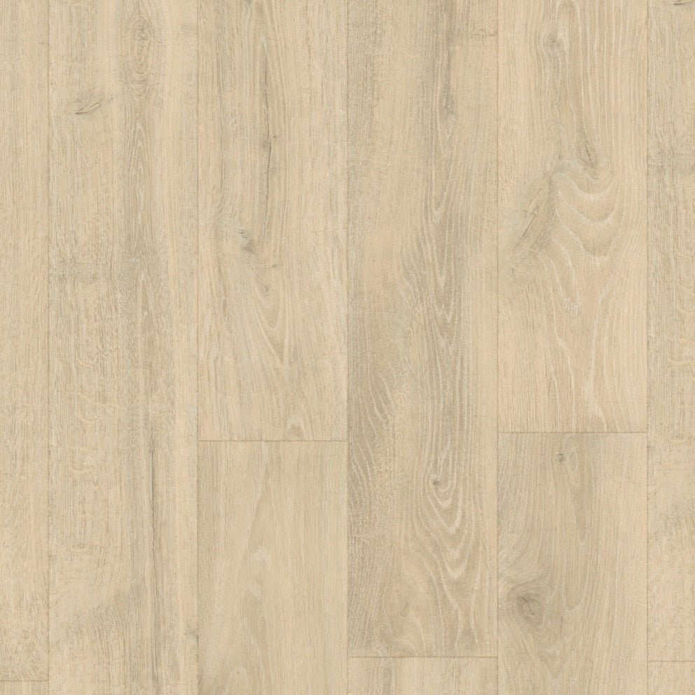 Quick-Step Majestic laminate flooring planks in a natural wood finish, showcasing the textured surface and realistic wood grain.