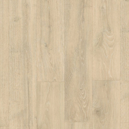 Quick-Step Majestic laminate flooring planks in a natural wood finish, showcasing the textured surface and realistic wood grain.