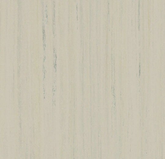 Marmoleum Linear Striato linoleum flooring by Forbo with gray and beige linear pattern, showing textured surface and modern design.