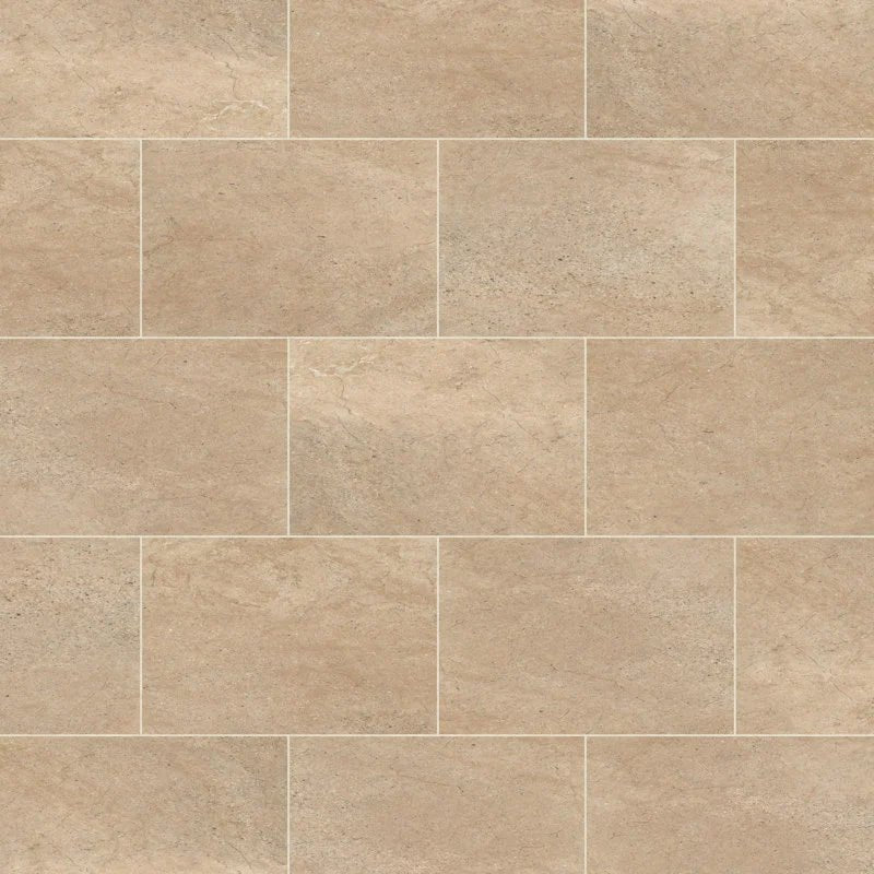 Karndean Knight Tile Stone Effect LVT flooring showcasing beige stone pattern and textured surface for durable, stylish flooring.