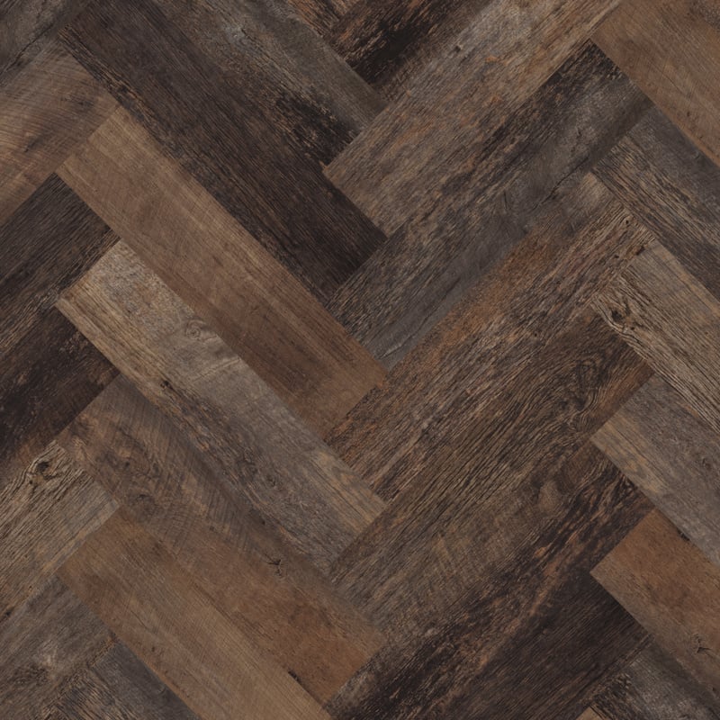 Karndean Van Gogh 28-inch plank parquet luxury vinyl tile (LVT) showcasing natural wood grain and detailed pattern.