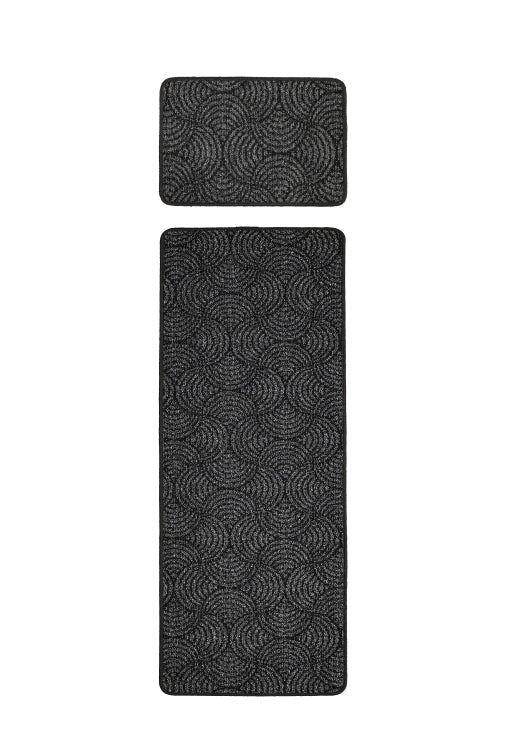 Surefit Carpets Geo Utility Rug featuring a geometric pattern in neutral tones on a textured surface.
