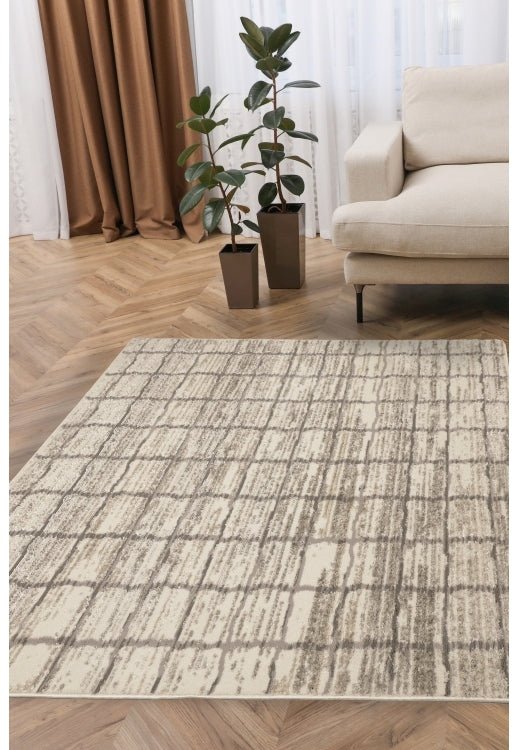 Surefit Carpets Cadiz Lines Rug with striped pattern, soft texture, and neutral colors, ideal for living room or bedroom decor.