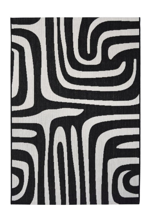 County Zebra Rug by Surefit Carpets featuring black and white zebra stripe pattern, soft textured rug for living room or bedroom.