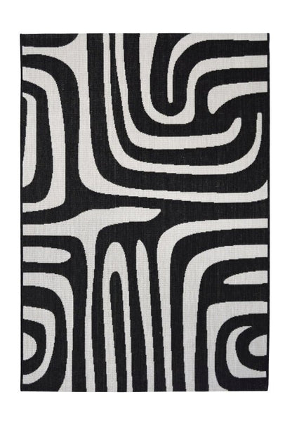County Zebra Rug by Surefit Carpets featuring black and white zebra stripe pattern, soft textured rug for living room or bedroom.