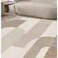 Melrose Milan Abstract Rug with modern geometric design in neutral tones, showcasing a soft, textured surface for contemporary decor.