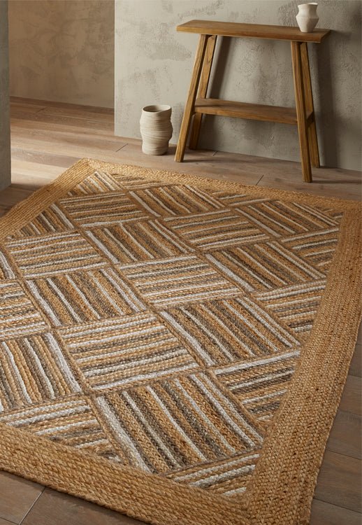 Melrose Naturals Square Rug with soft, textured design in neutral tones, ideal for modern living room or bedroom decor.