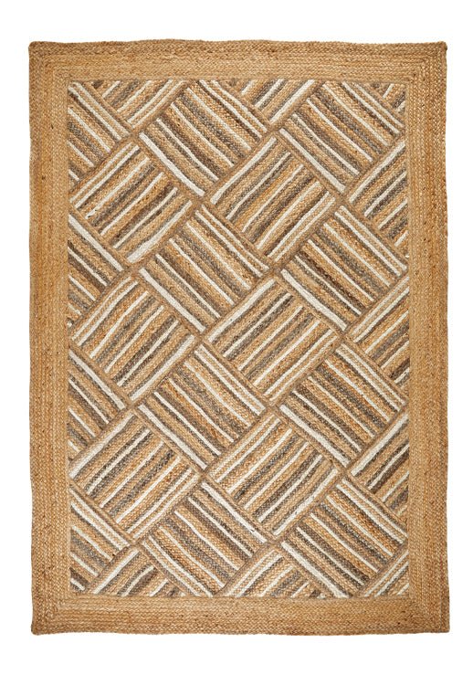 Melrose Naturals Square Rug with woven texture in neutral tones, ideal for living room or bedroom decor.