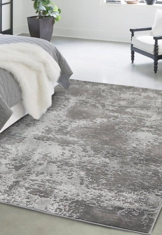 Melrose Avery Marble Grey Rug with modern marble pattern, soft texture, and plush pile for contemporary home decor.