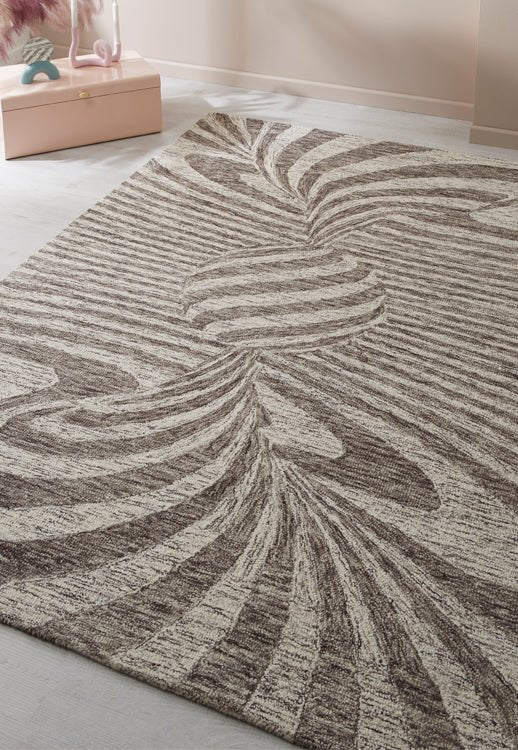 Surefit Carpets Elements Rug with intricate geometric pattern and neutral tones, ideal for cozy living room or bedroom decor.