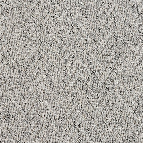 Abingdon Flooring Country Coll Herringbone Carpet with beige and brown herringbone pattern on a room floor.