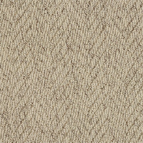 Abingdon Flooring country-inspired herringbone carpet with neutral tones, showcasing a textured woven design for cozy interior decor.