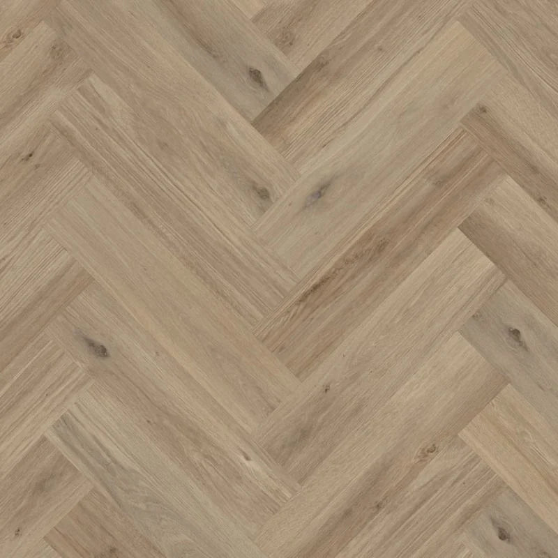 Karndean Rigid Core Van Gogh Parquet luxury vinyl tile (LVT) showing warm wood grain and intricate parquet pattern.